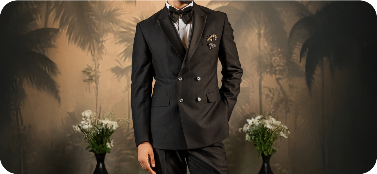 Black Double-Breasted Wool Tuxedo