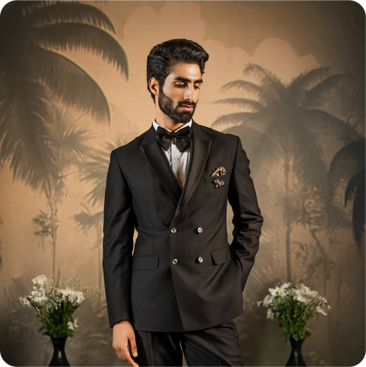Black Double-Breasted Wool Tuxedo